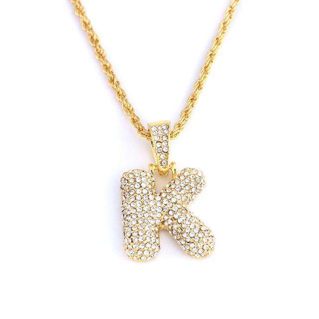 VVS Jewelry hip hop jewelry necklaces K Custom Bubble Letter Necklace