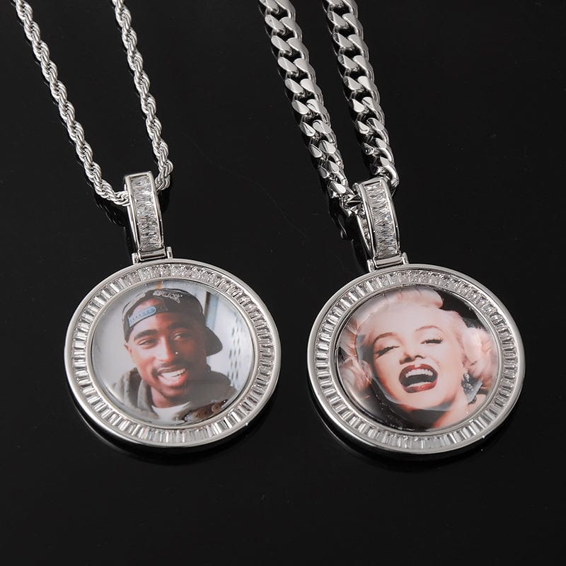 VVS Jewelry hip hop jewelry photo 3D Custom Baguette Photo Pendant Chain with FREE Engraving