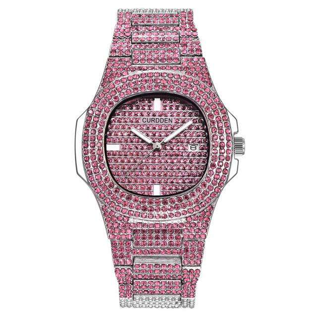 VVS Jewelry hip hop jewelry Pink OG Bust Down Watch