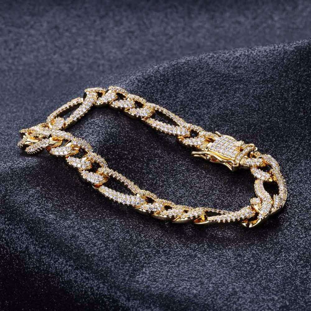 VVS Jewelry hip hop jewelry Rapper Gold/Silver Clasp 10mm Cuban Chain Bracelet