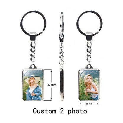 VVS Jewelry hip hop jewelry Rectangle Custom Photo Keychain Heart-Shaped