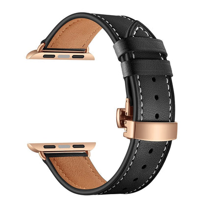 VVS Jewelry hip hop jewelry rose button black / 38mm or 40mm 41mm Apple Watch Band Leather Strap