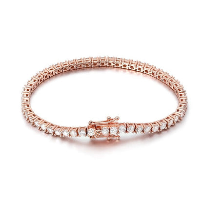 VVS Jewelry hip hop jewelry Rose Gold / 6.5" VVS Jewelry 10k Solid Gold VVS1 Moissanite Diamond 3mm Tennis Bracelet