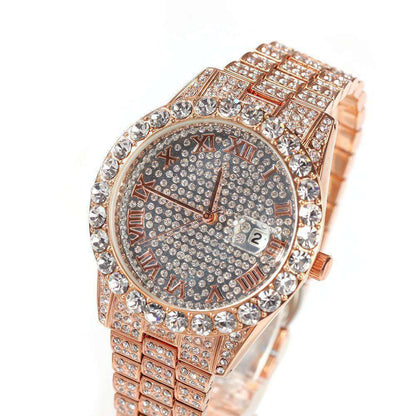 VVS Jewelry hip hop jewelry Rose Gold Diamondz Bust Down Watch