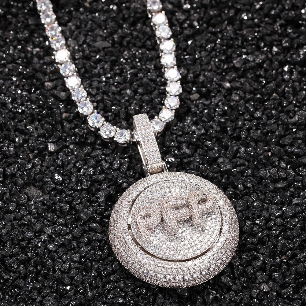 VVS Jewelry hip hop jewelry Silver / 18 Inch Tennis Chain / 1 Letter VVS Jewelry Rotating Custom Pendant