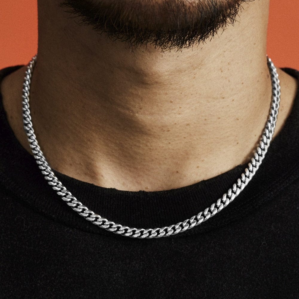 VVS Jewelry hip hop jewelry Silver Cuban chain / 20inch (51cm) VVS Jewelry Premium 6MM Miami Cuban Link Chain