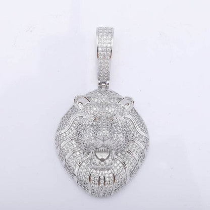 VVS Jewelry hip hop jewelry Silver / Rope Chain / 18 Inch VVS Jewelry Fully Iced Lion's Head Chain