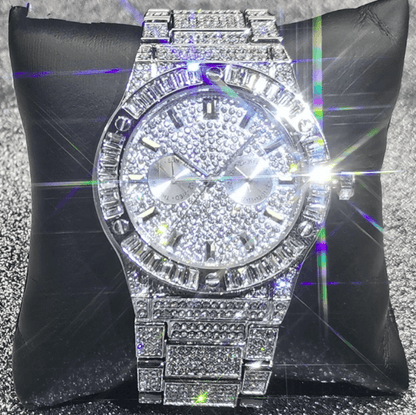 VVS Jewelry hip hop jewelry Silver VVS Jewelry Iced out Baguette Watch