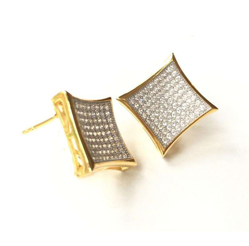 VVS Jewelry hip hop jewelry Square Bling Gold/Silver/Rosegold Stud Earrings