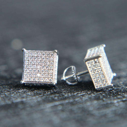 VVS Jewelry hip hop jewelry Square Bling Gold/Silver/Rosegold Stud Earrings