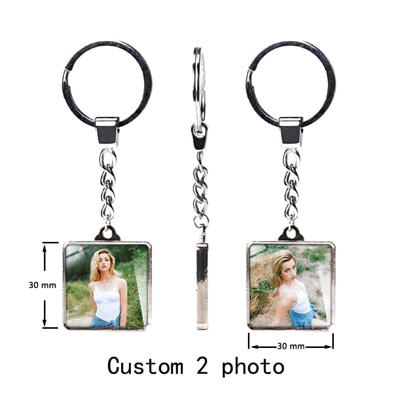 VVS Jewelry hip hop jewelry Square Custom Photo Keychain Heart-Shaped