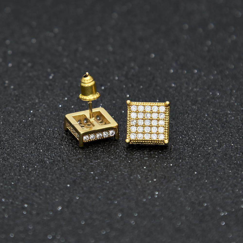 VVS Jewelry hip hop jewelry Thin Square Bling Geometric Stud Earrings