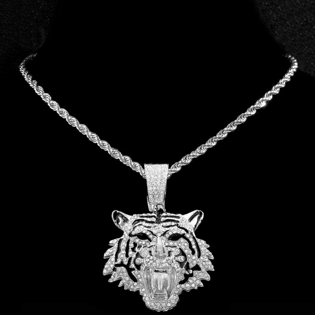 VVS Jewelry hip hop jewelry Tiger Bling Tiger Pendant Cuban Chain Necklace