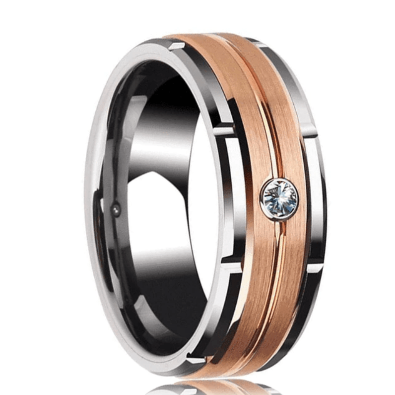 VVS Jewelry hip hop jewelry Tungsten Carbide Ring 8MM Rose Gold and Silver Wedding Band