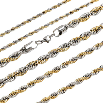 VVS Jewelry hip hop jewelry Two Tone 4mm or 6mm Premium Rope Chain