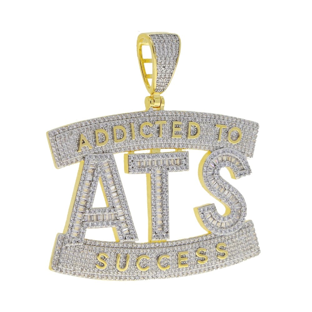 VVS Jewelry hip hop jewelry Two-tone Addicted to Success "ATS" Baguette Pendant Chain