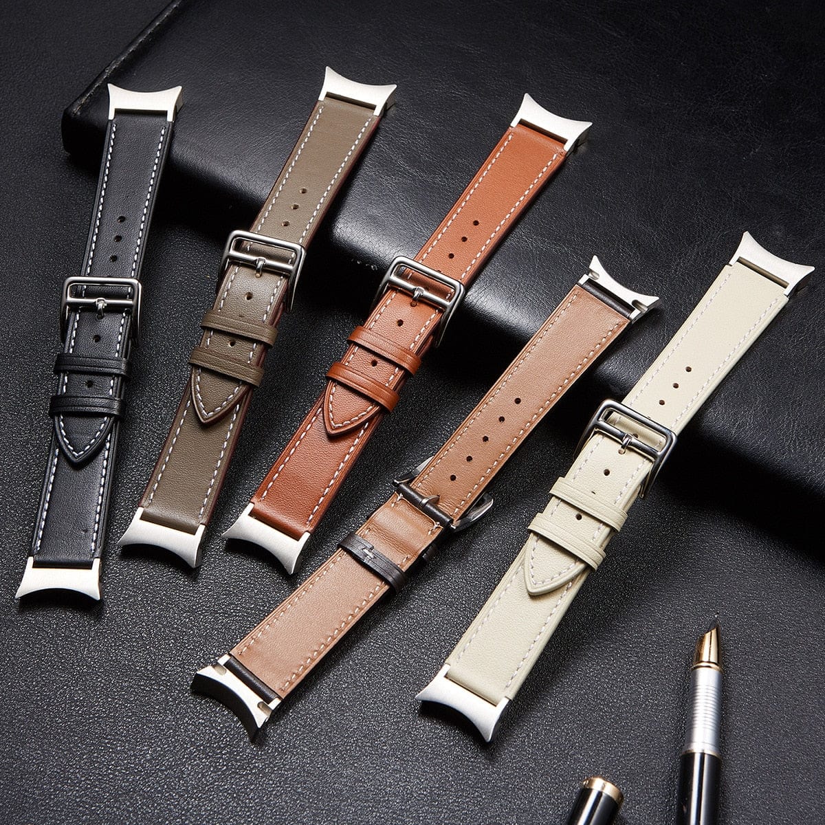 VVS Jewelry hip hop jewelry Two-Tone Leather Watch Strap for Smart Watches