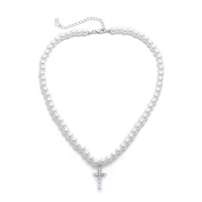 VVS Jewelry hip hop jewelry VVS Jewelry Cross Pearl Chain