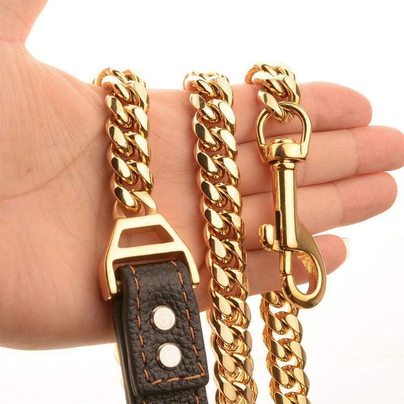 VVS Jewelry hip hop jewelry VVS Jewelry Cuban Link Gold Dog Leash