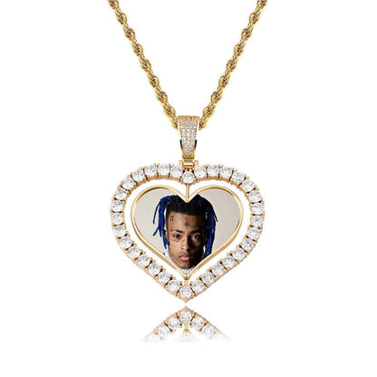 VVS Jewelry hip hop jewelry VVS Jewelry Custom Double-Sided Heart Photo Chain