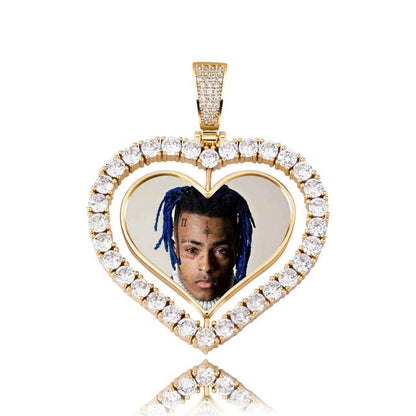 VVS Jewelry hip hop jewelry VVS Jewelry Custom Double-Sided Heart Photo Chain