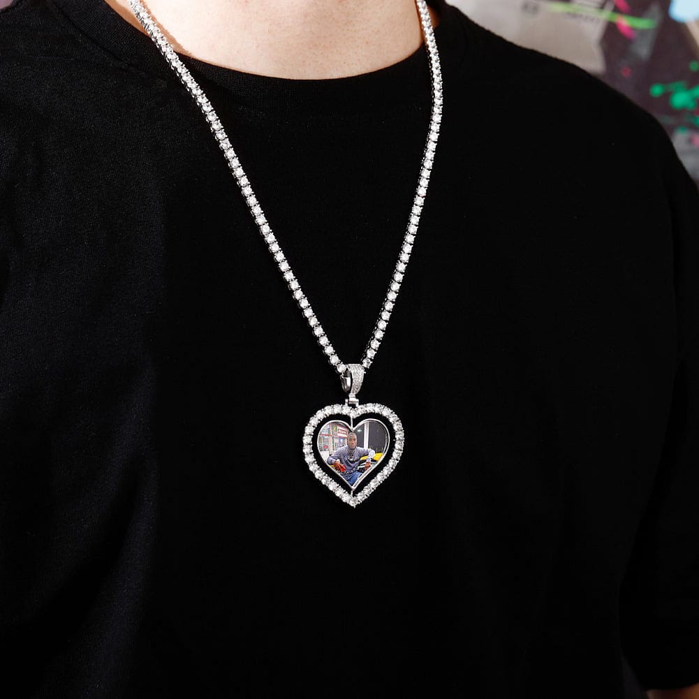 VVS Jewelry hip hop jewelry VVS Jewelry Custom Double-Sided Heart Photo Chain