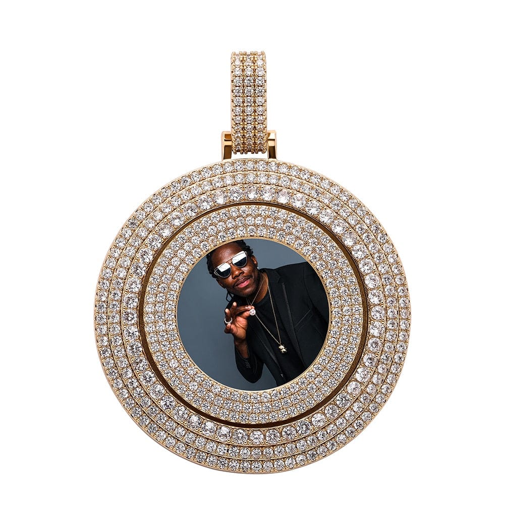 VVS Jewelry hip hop jewelry VVS Jewelry Custom Large Spinning Photo Pendant + Chain