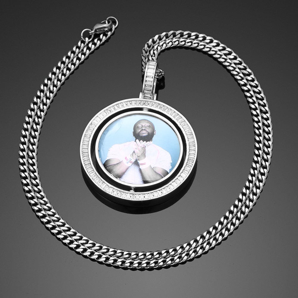 VVS Jewelry hip hop jewelry VVS Jewelry Custom Rotating Photo Medallion Pendant Chain