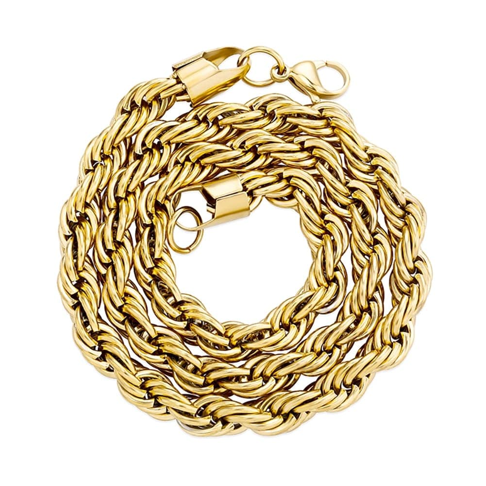 VVS Jewelry hip hop jewelry VVS Jewelry Gold/Silver Stainless Steel Rope Chain + FREE Rope Bracelet