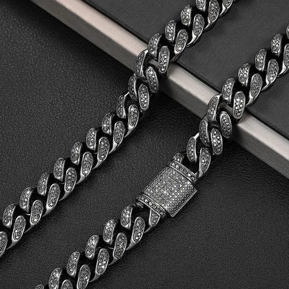 VVS Jewelry hip hop jewelry VVS Moissanite Black Iced Cuban Chain